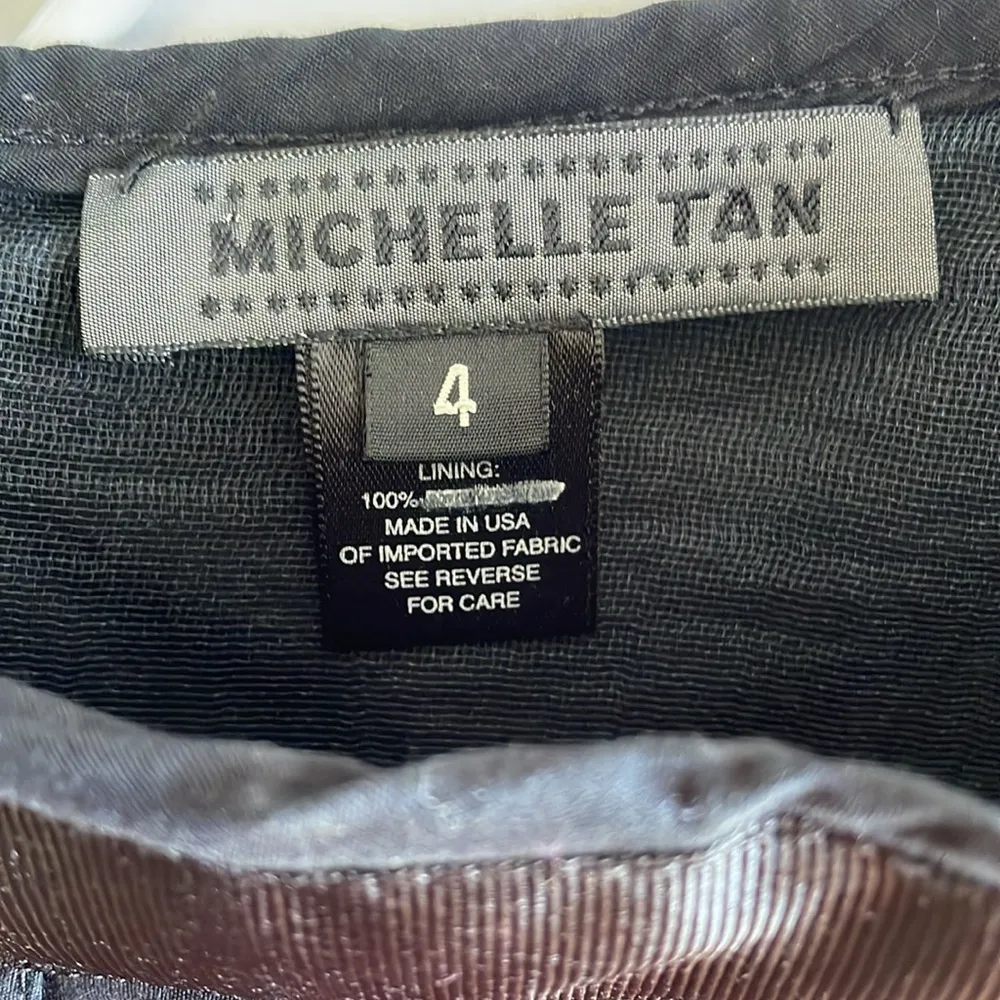 Michelle Tan Black Organza Pleated Skirt Size 4 - Image 5