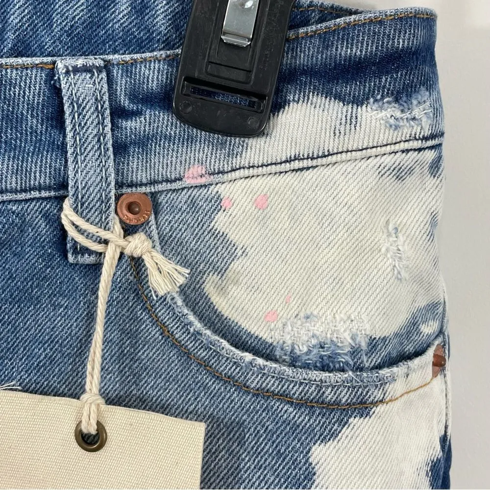 NWT SER.O.YA‎ Lex Olympia Bleached Raw Hem Jean Shorts Size 26 Retrofete Blue - Image 8