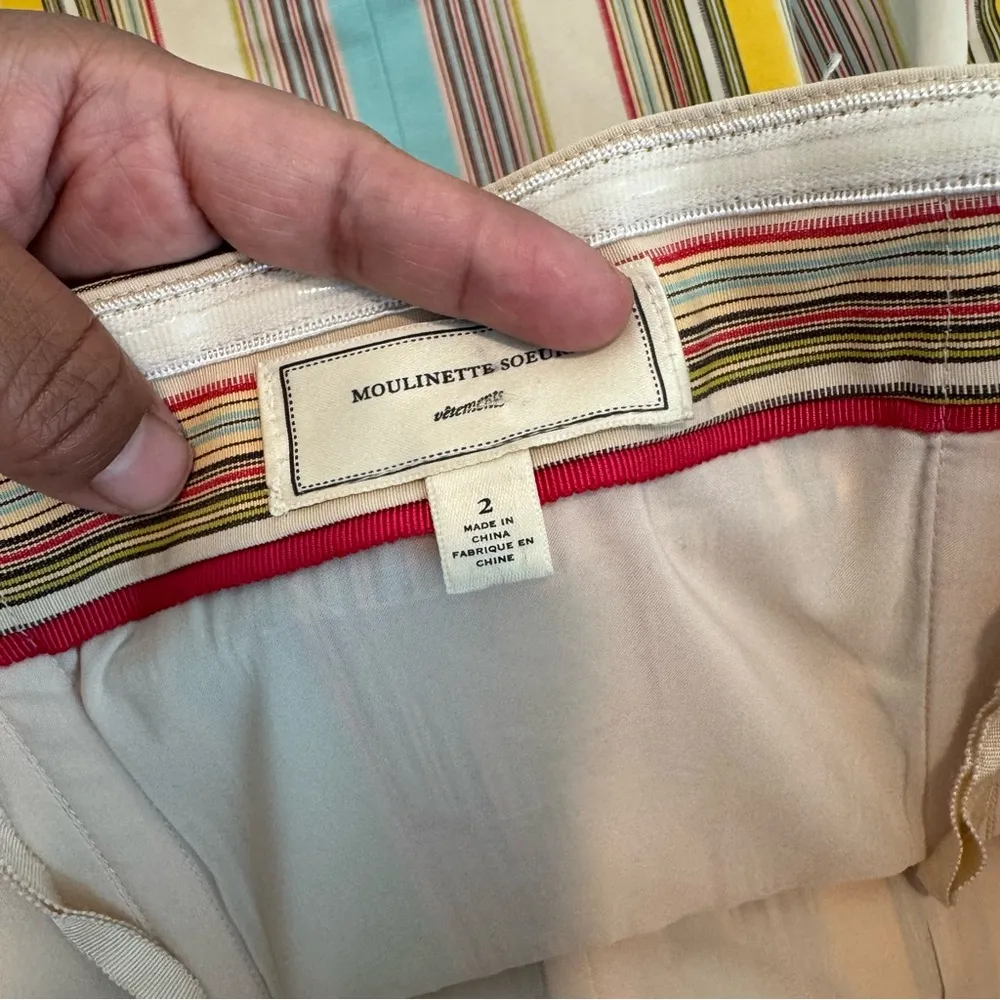 Moulinette Soeurs Straightaway Jacquard Striped Dress with Bow Detail size 2 - Image 7