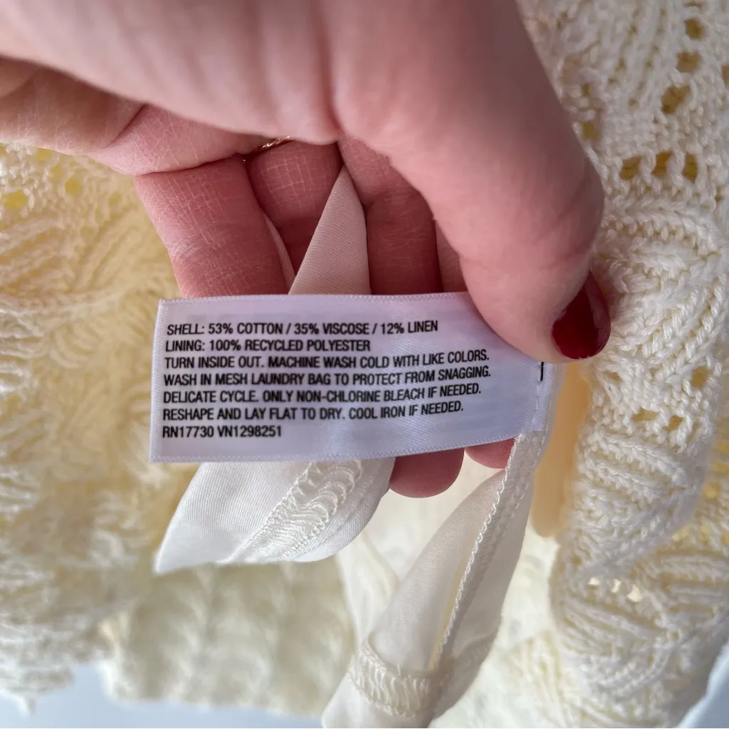 A New Day knit crochet Cream sweater dress short sleeve mini women’s medium NWT - Image 6