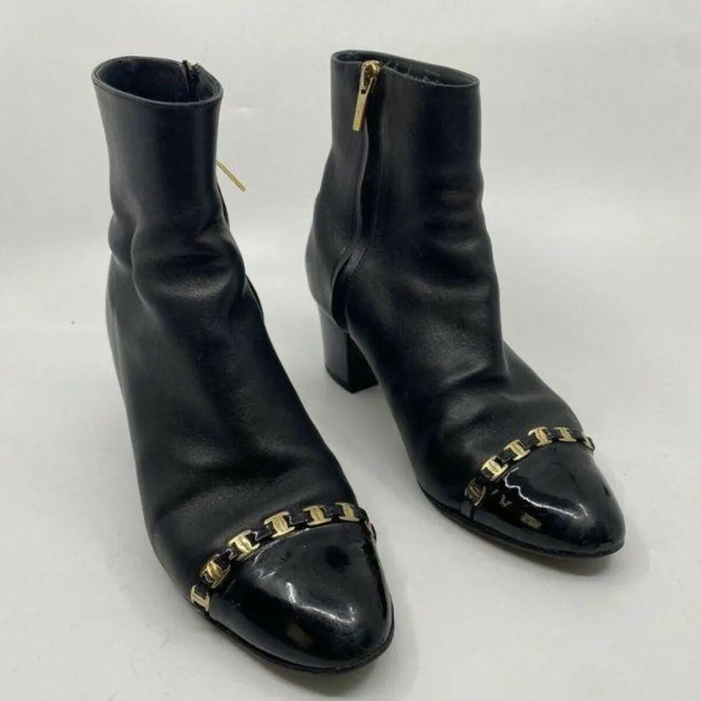 Msrp$730 SALVATORE FERRAGAMO Booties W/ Gold signa - Image 14