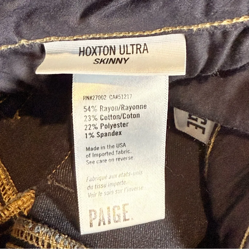 Paige Hoxton Ultra Skinny Dark Wash High Rise Stretch Denim Jeans 32 Crop - Image 5