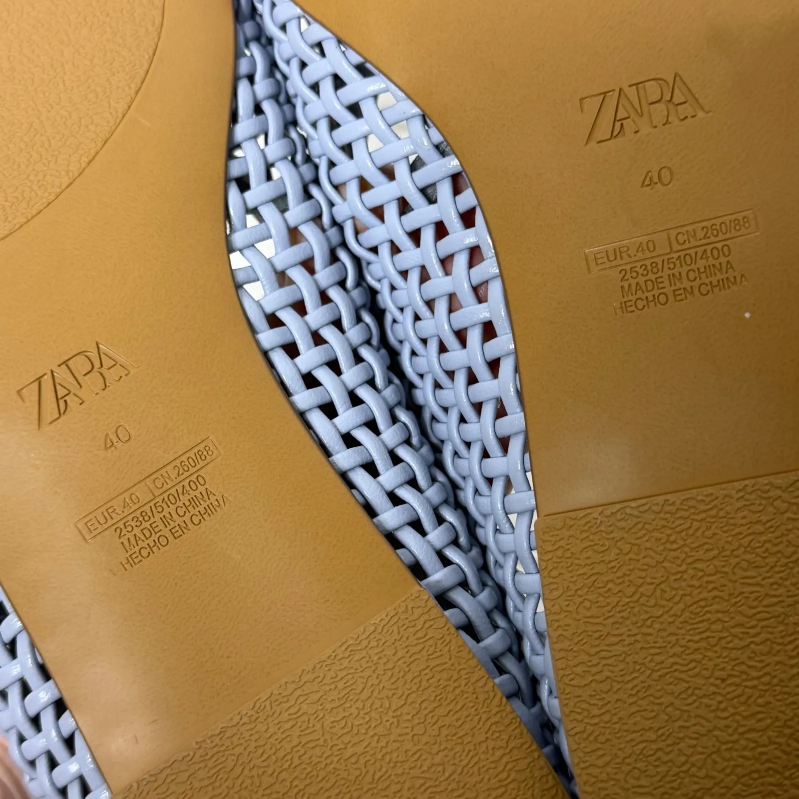 ZARA Women Periwinkle Woven Ballet Flats Perforated Slip On Shoes Size 40 EU - Image 5