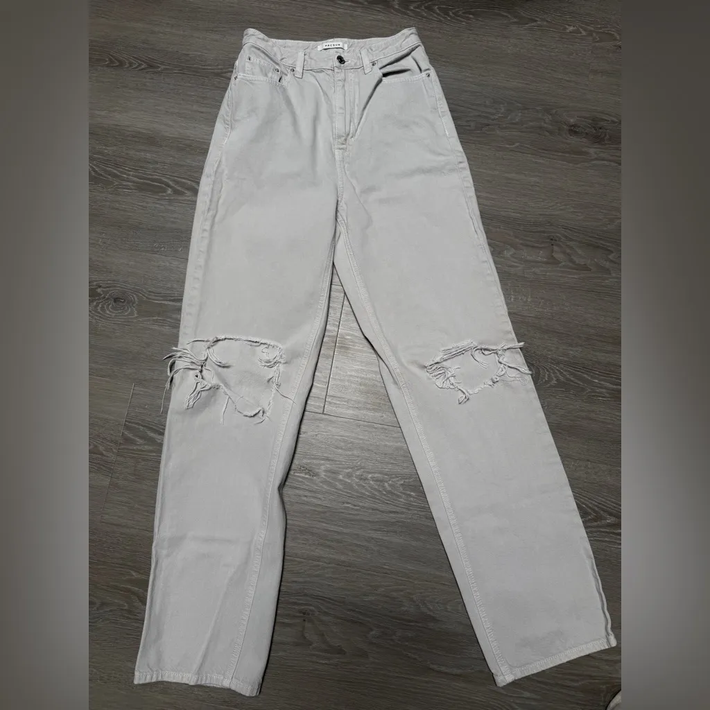 pacsun off white cream ripped 90s boyfriend jeans - Image 2