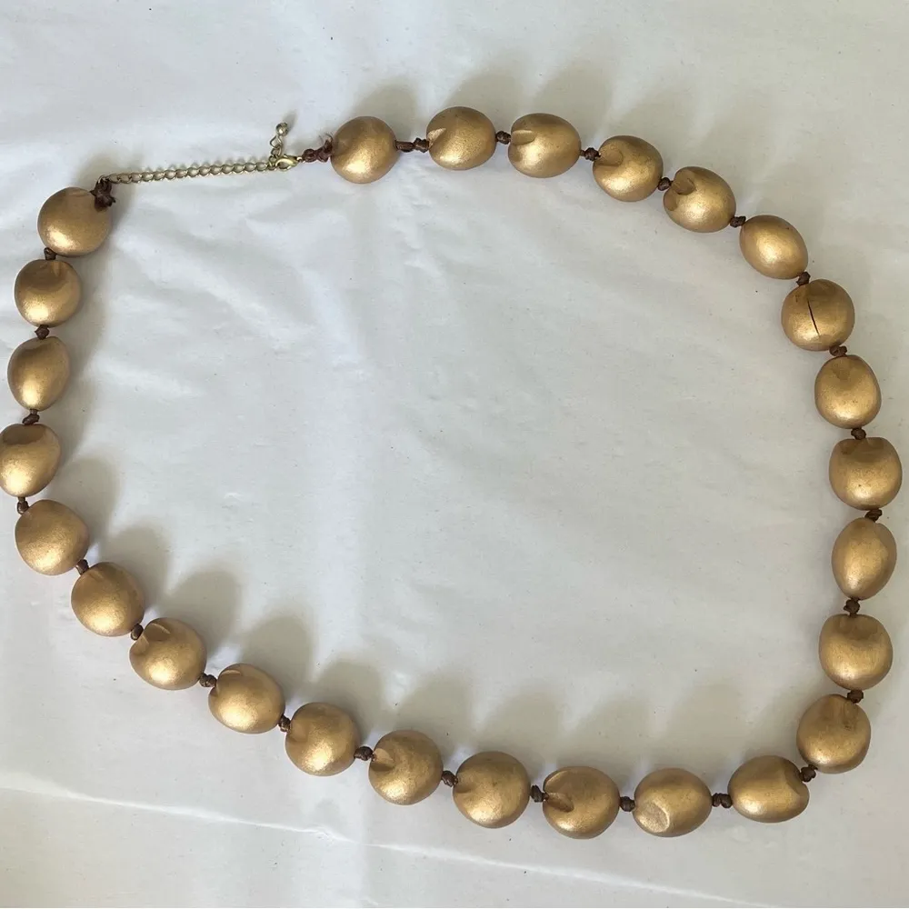 Elegant Gold Painted Beaded Necklace gently worn - Image 2