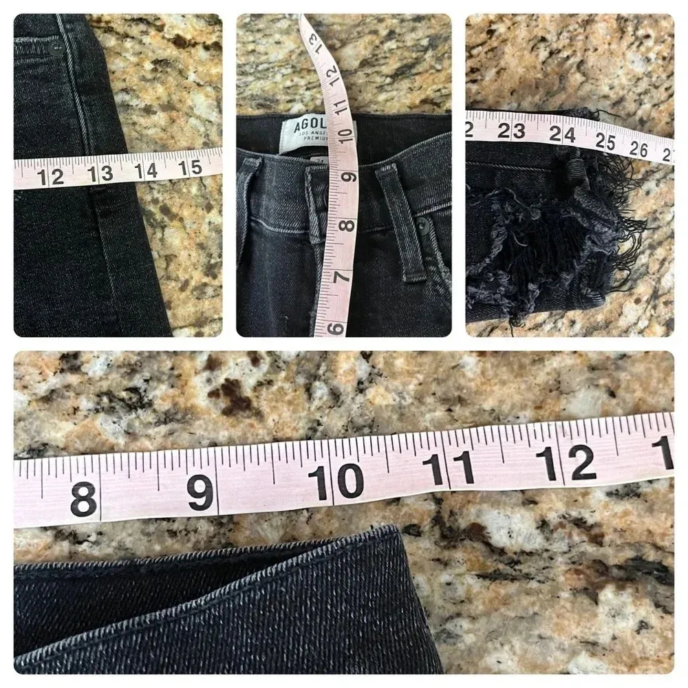 AGOLDE Black Jeans Skinny High Rise Skinny Crop Destroyed Ripped Denim Size 24 - Image 3