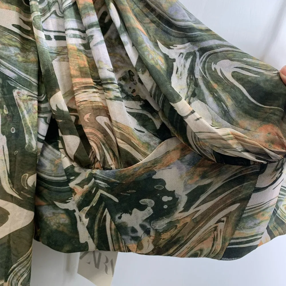 ZARA ASYMMETRICAL TULLE CORSETRY CROP TOP SZ XS 4661 433 120 One Sleeve - Image 4