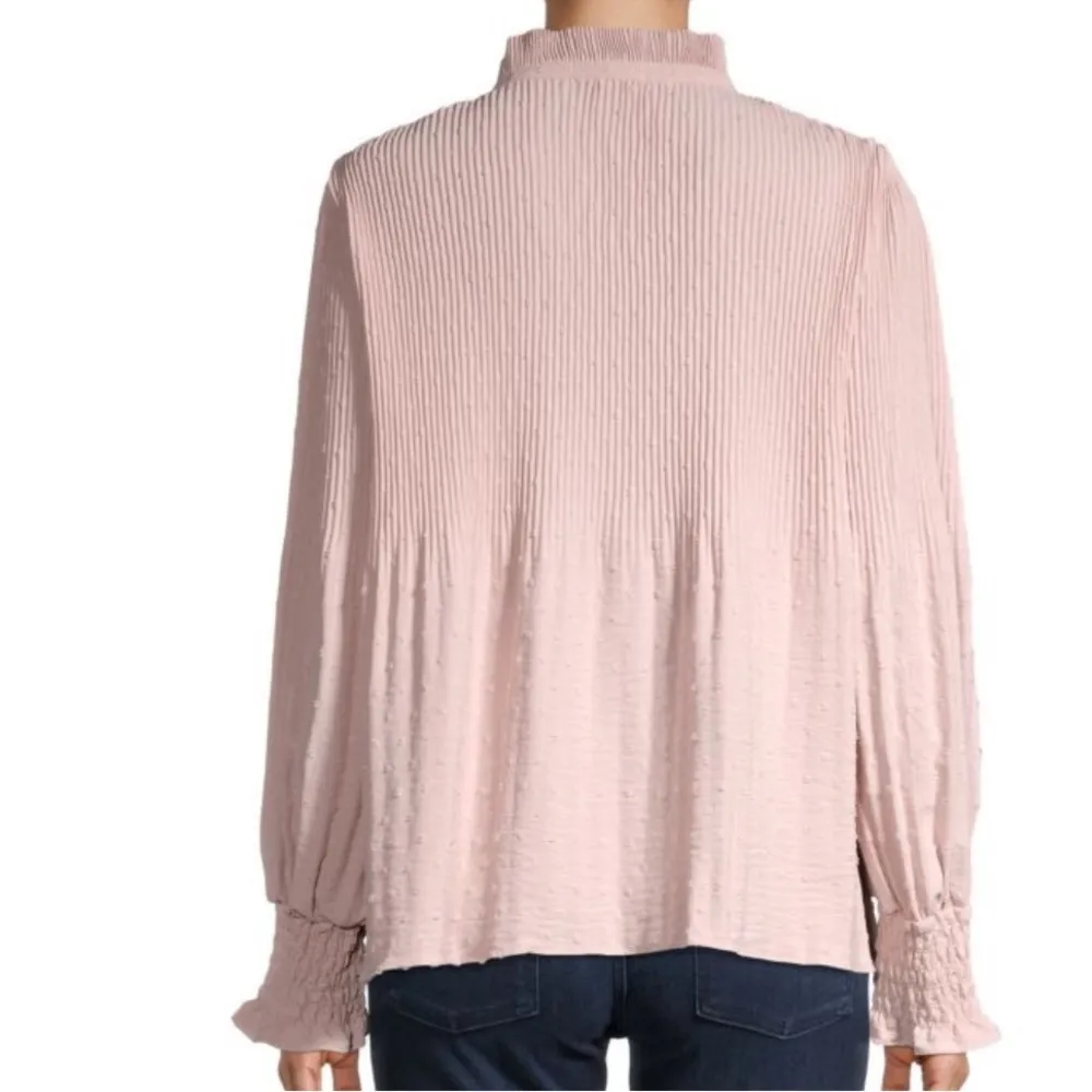 Max Studio Blush Crepe Clip Dot Blouse - Image 8