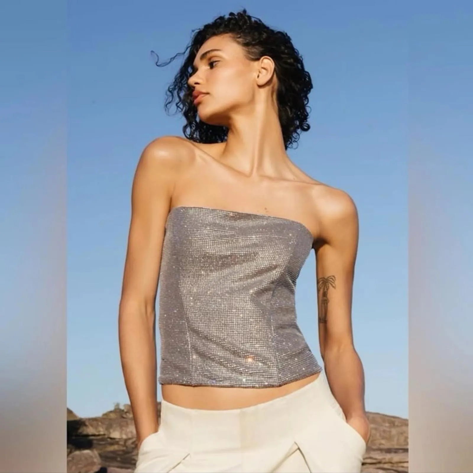 Zara Strapless Rhinestone Top - Image 2