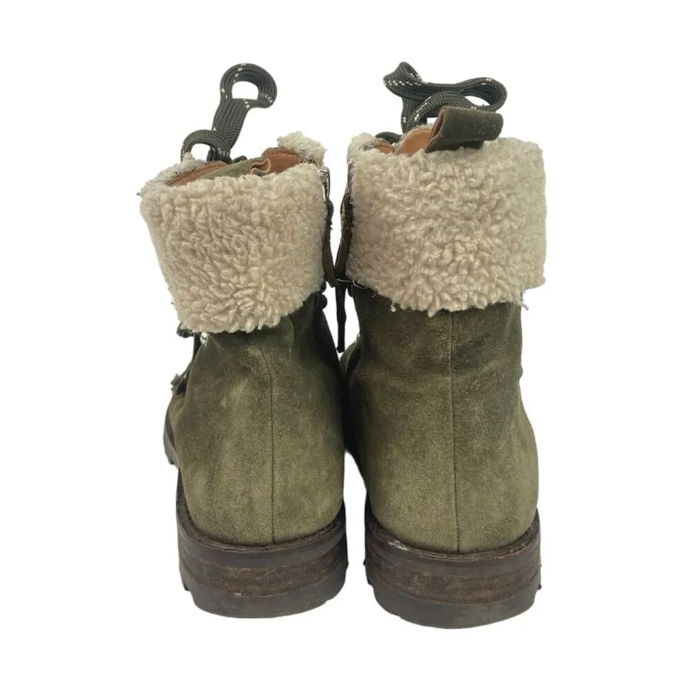 Rebecca Minkoff Jaylin Olive Green Suede Lace-Up Combat Hiking Boots Size 7.5M - Image 3