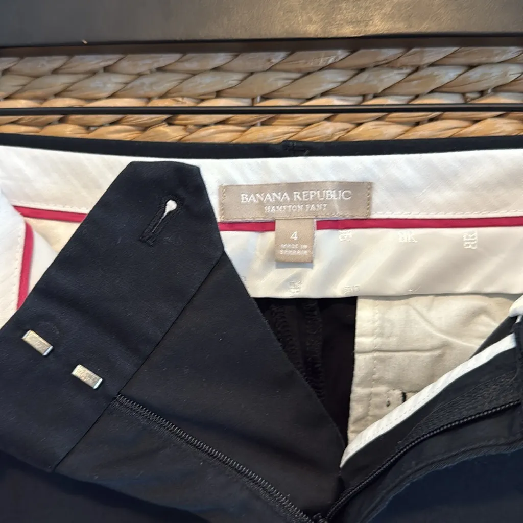 Banana Republic Hampton Cropped Capri Mid-Rise Black Woven Career Dress Pant Tro - Image 7