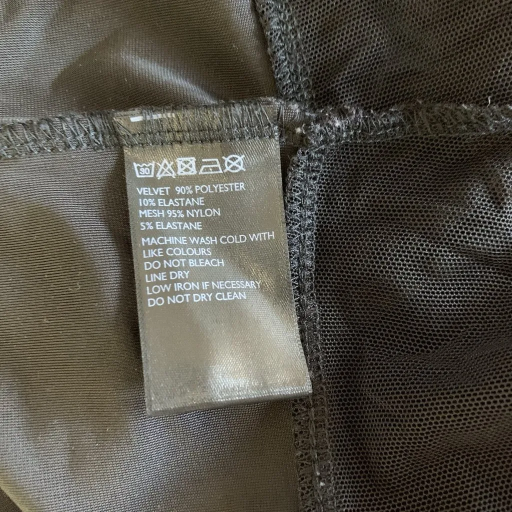 Sparkle Fade Top Medium Black Sheer Mesh See Through Club Sexy - Image 7