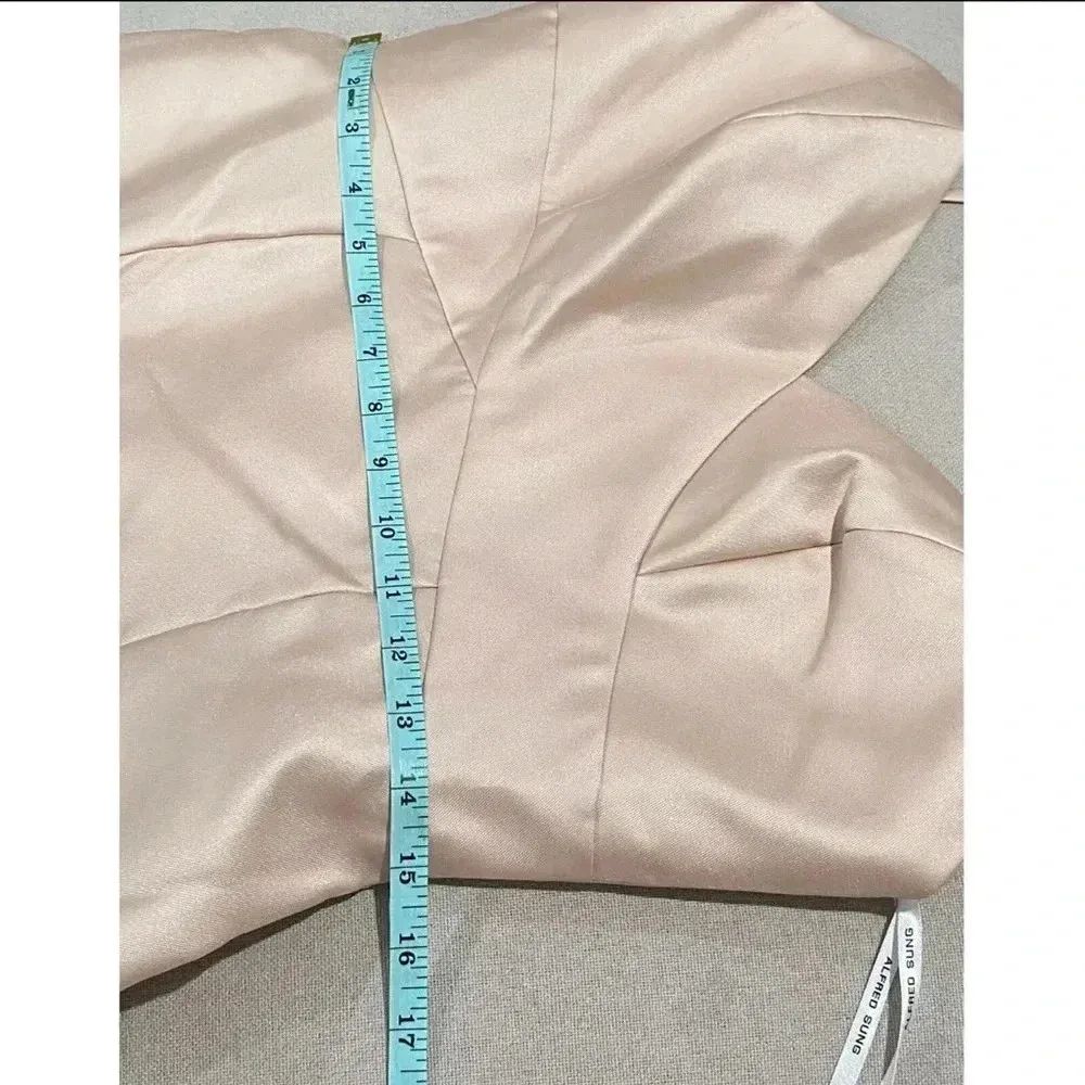 ALFRED SUNG D758 Satin Trumpet Gown Sweetheart Neck Sz 8 Dress Cameo Pink - Image 10