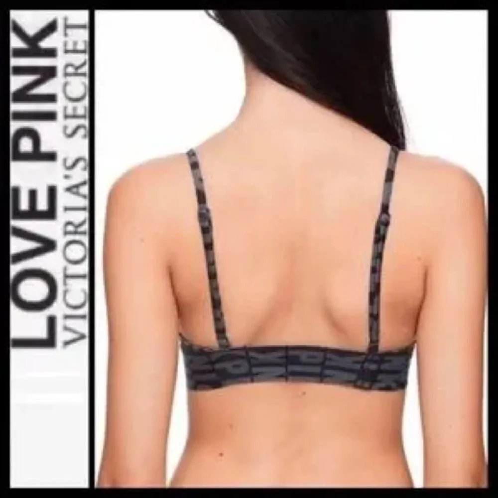 PINK Victoria's Secret Black and Grey Bonded Scalloped Bralette Bra - Image 3