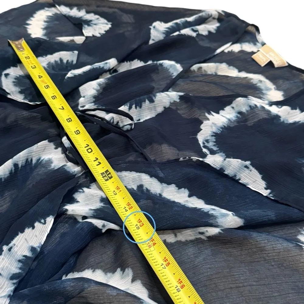 Michael Kors Navy Blue White Tie Dye Cinch Waist Swim Cover up Sheer Size MP/LP - Image 8