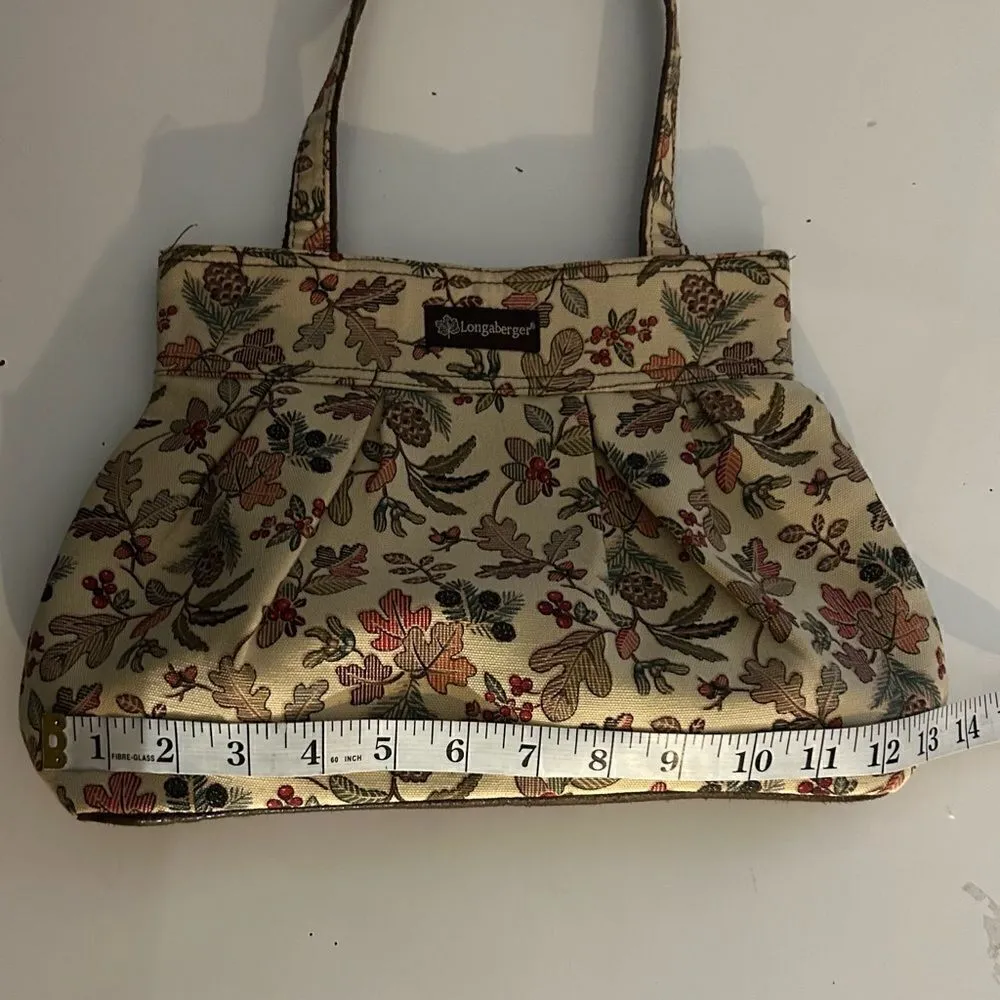Longaberger  Autumn Path Cream Brown Fall Print Small Gathered Bag - Image 4