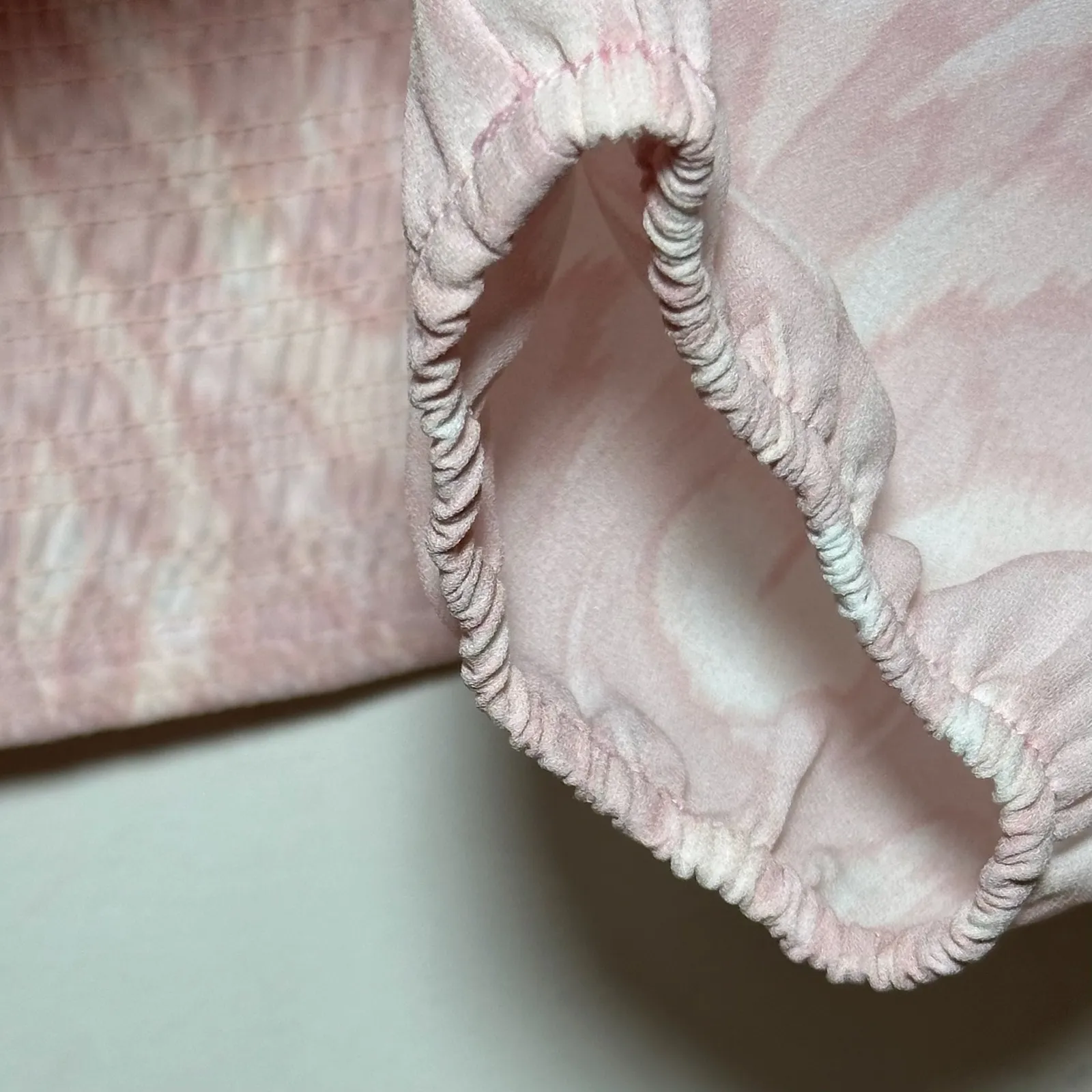 Halogen Pink White Print Smocked Square Neck Long Sleeve Top Size Large - Image 8