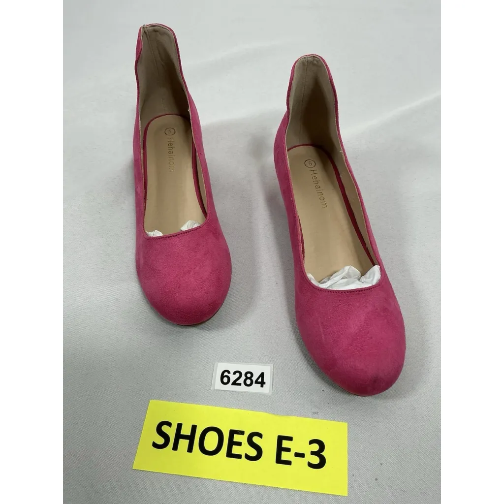 Womans Hehainom Jenna Slipon Pumps Size 5 Pink Small Heel Round Toe - Image 3
