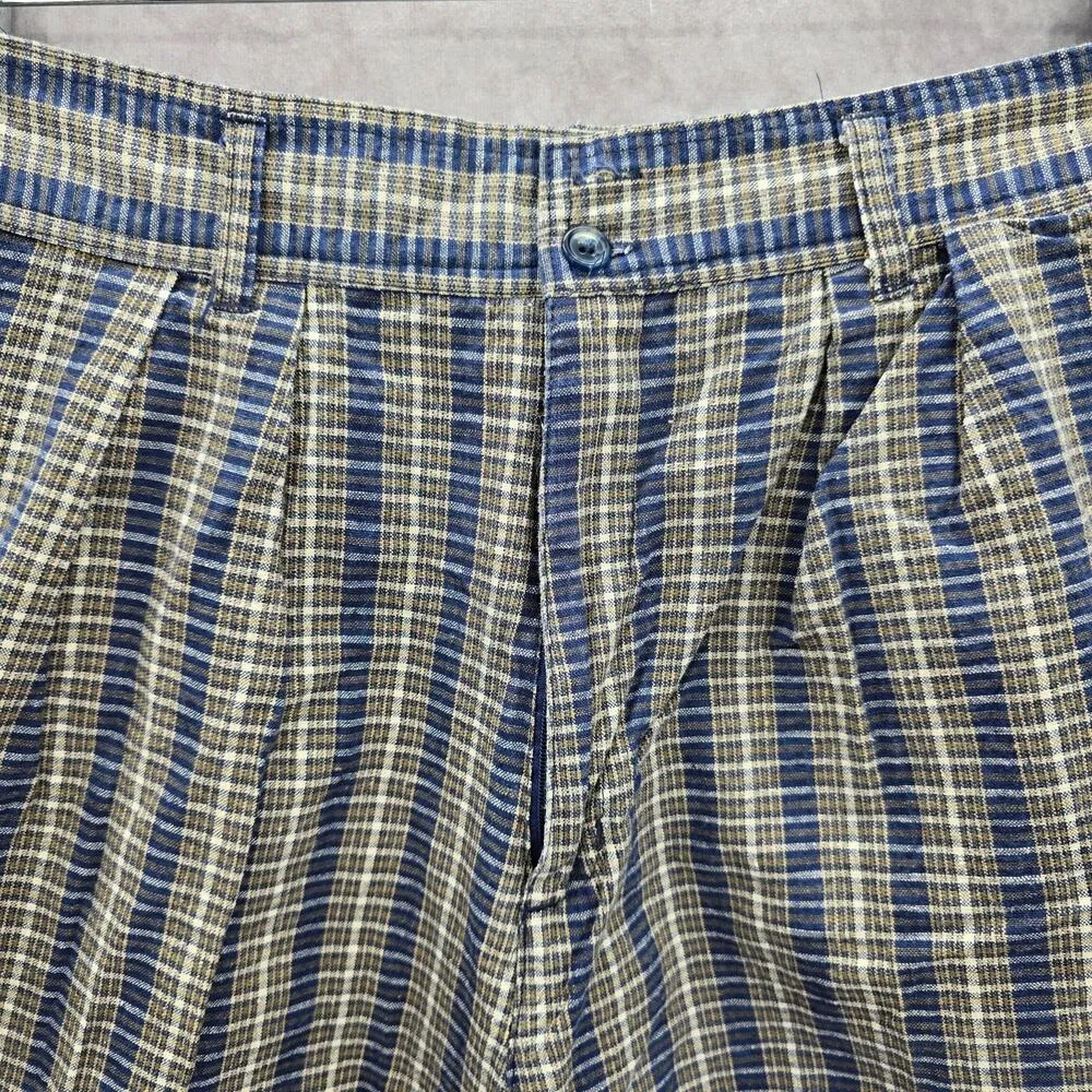 Separate Issue Blue Plaid Stripe Bermuda Pleated Bottoms Pants Shorts Plus 15/16 - Image 3