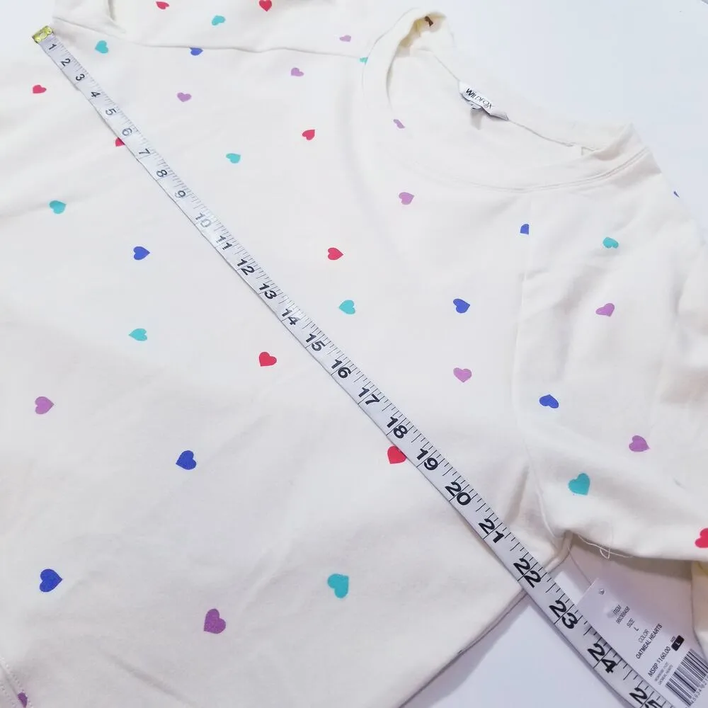 WildFox Oatmeal Hearts Print Sweatshirt and Short Lounge Co-Ord Sets - Image 8