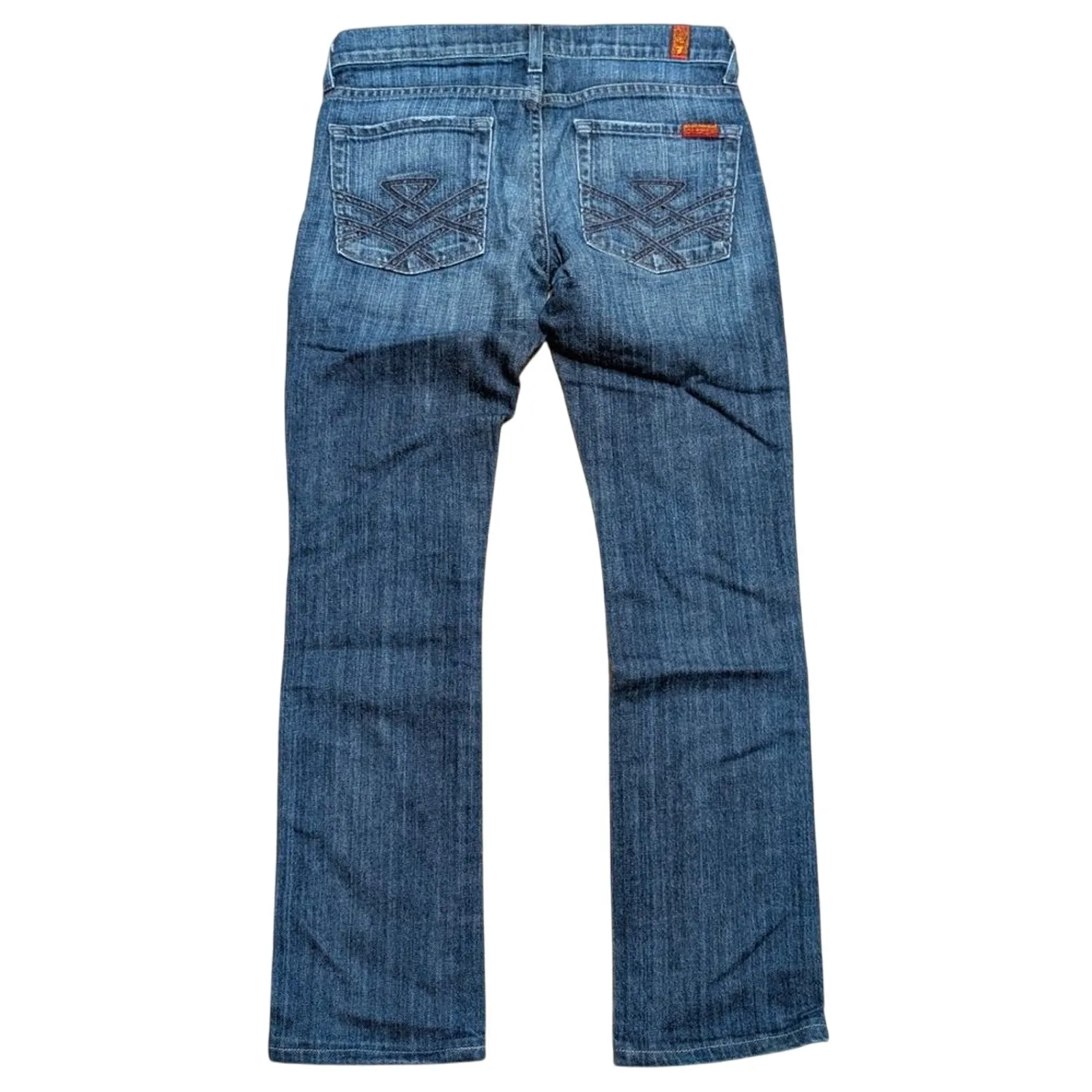 7 For All Mankind 26 Edie Jeans Slim Straight Leg Dark Faded Wash Made In USA - Image 2