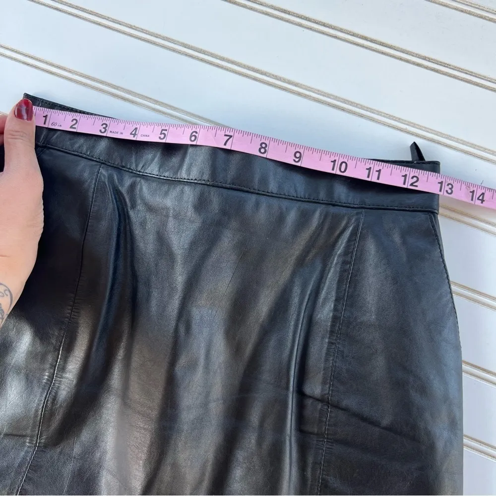 Wilson’s Leather Vintage Pencil Skirt size 10 Black Pockets Split Button & Zip - Image 13