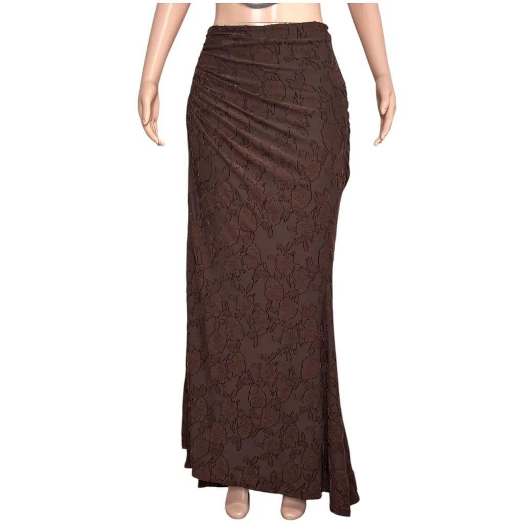 HOUSE OF CB Adrielle Jersey Burnout Maxi Skirt, Cocoa, L+ - Image 5