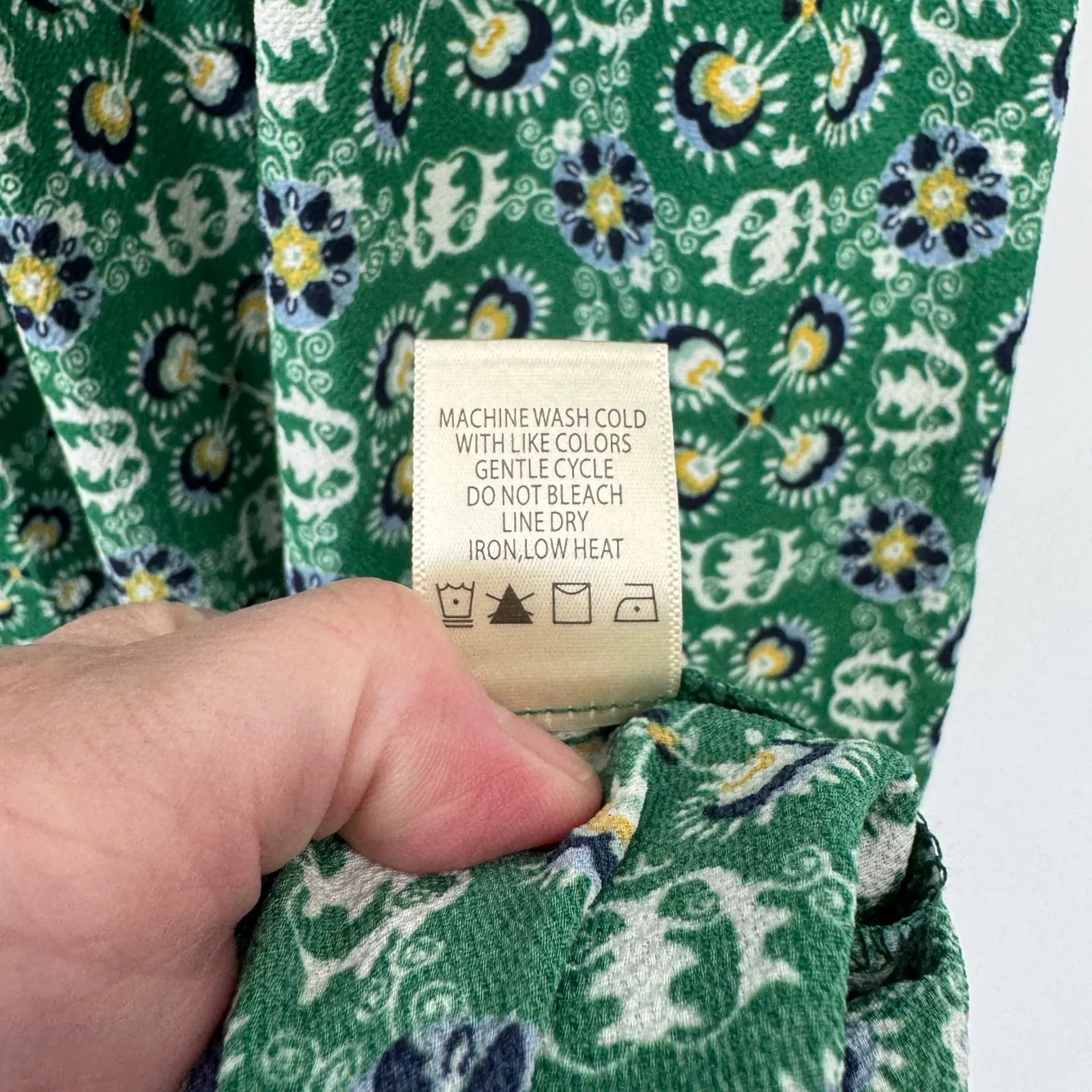 MAX STUDIO Green Floral Tiered Maxi Dress Medium Ruffled Neck Smocked Waist - Image 11