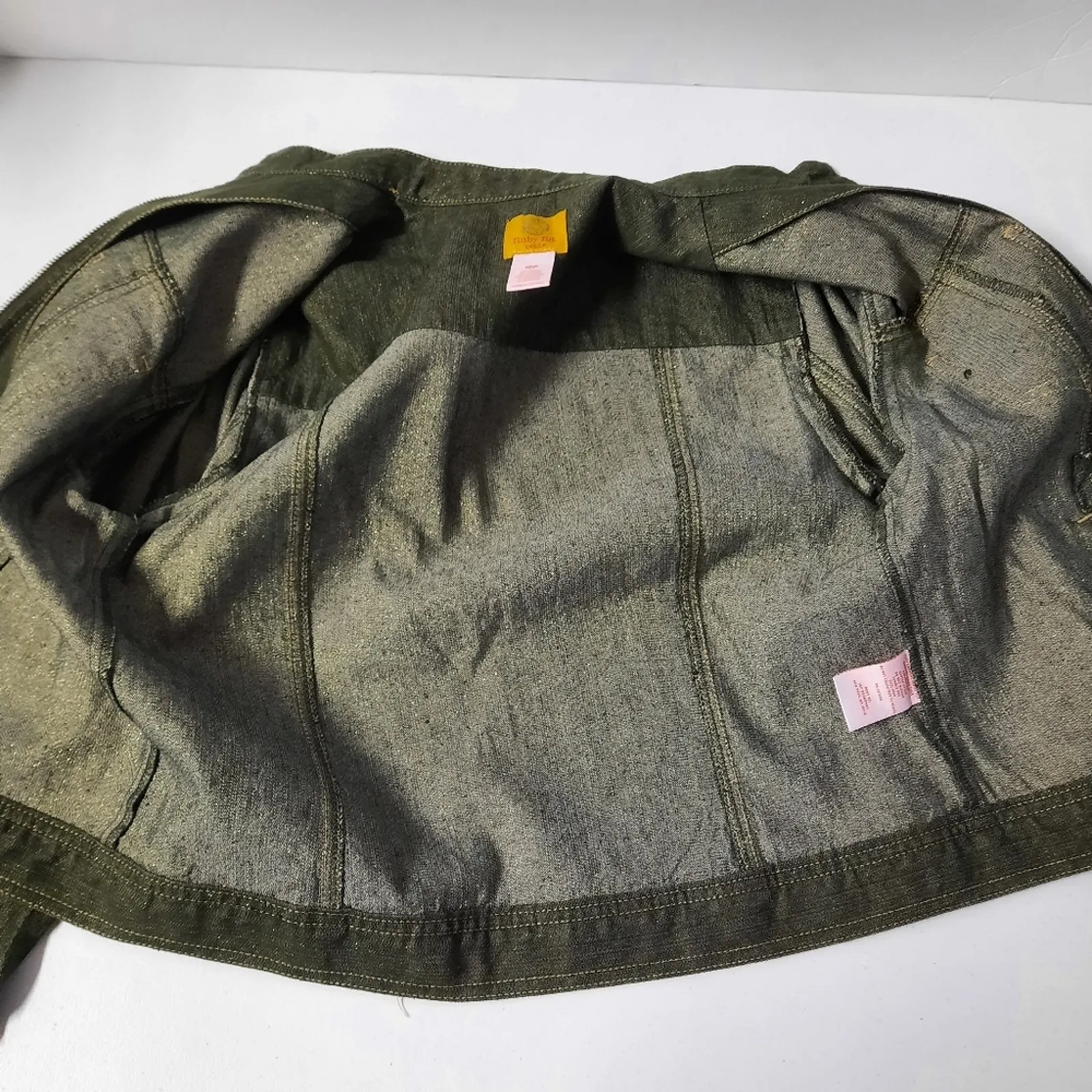 Ruby Rd Petite Womens Beaded Denim Jacket 10P Green Zip Embellished Boho Western - Image 6