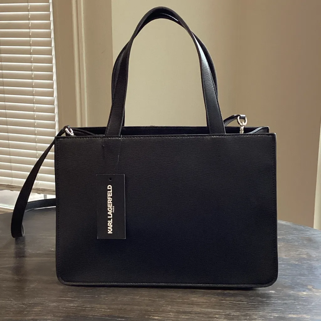 Karl Lagerfeld Black Leather Satchel with Karl Logo Charms - Image 2