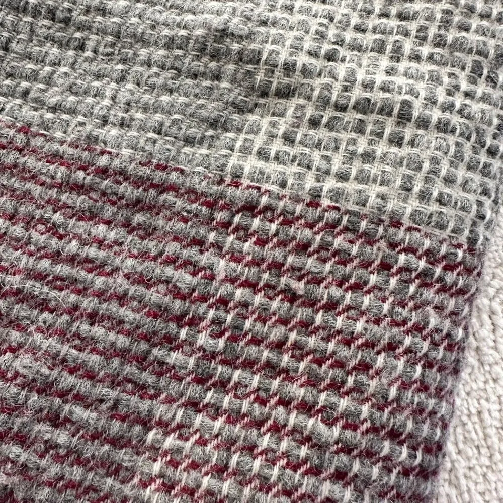 Banana Republic Rad/Gray Check Plaid Large Rectangle Wool/Alpaca Blend Scarf - Image 5