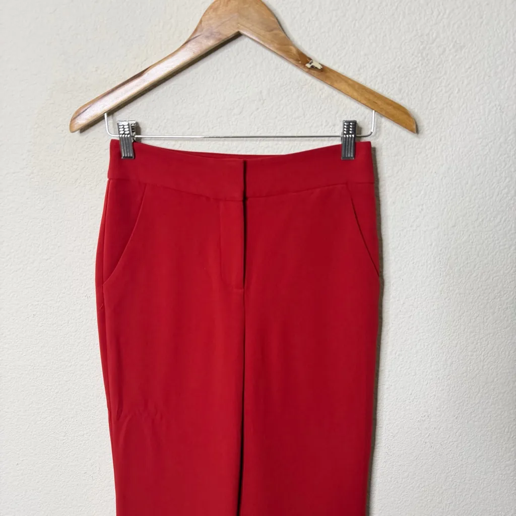 Veronica Beard Lebone Pleated Crepe Straight Leg Pants Crimson Red Womens Size 0 - Image 5