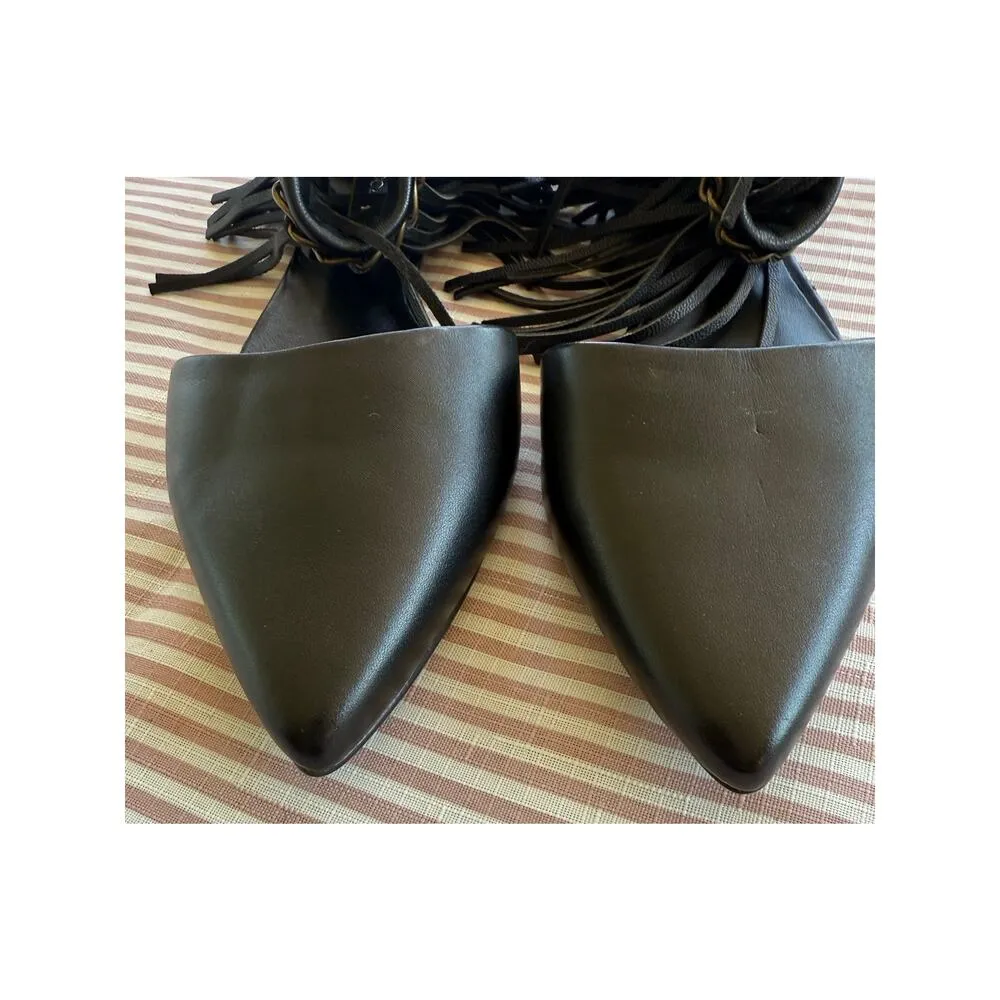 Rebecca Minkoff Women's Black Fringe Flats Size 6.5M Casual Shoes - Image 8