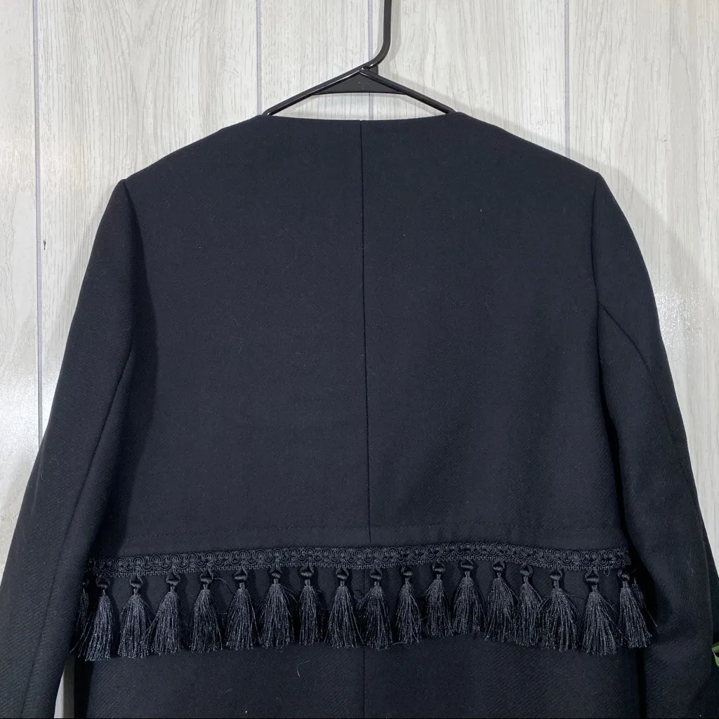 Zara Wool Blend Coat with Tassel Detail On The Waist size L Large - Image 8