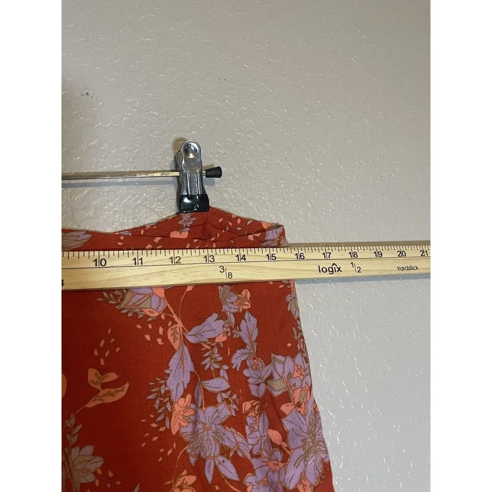 Free People Retro Love Floral Side Slit Boho Midi Skirt Size 8 - Image 6