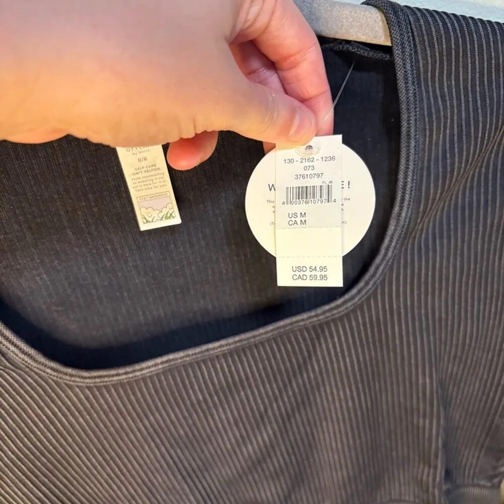 Offline by Aerie Black Ribbed Crop Medium Fitted Long Sleeve Contemporary Boho - Image 8