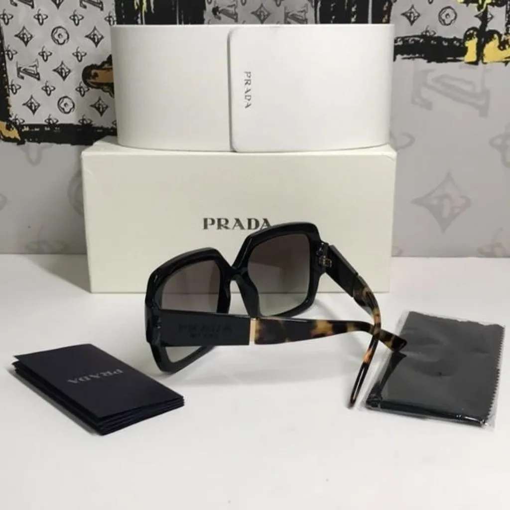 New Authentic Prada Black Square Sunglasses SPR 21x 1AB-0A7 - Image 5