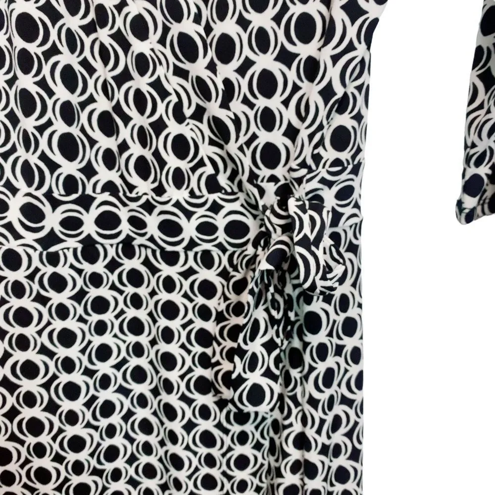 Bisou Bisou Women’s Sz 8 Michele Bohbot Long Sleeve Wrap Midi Dress Link Chain - Image 6