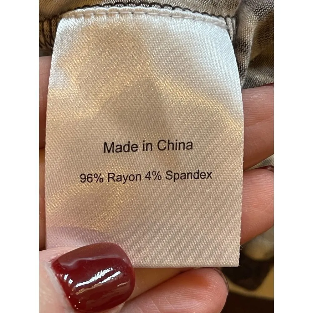 Krimson Klover‎ Brown And Ivory Geometric Print Jersey Knit Midi Skirt M Size M - Image 5