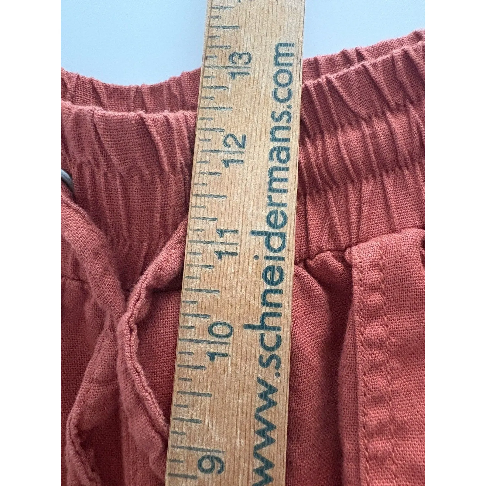 Sound Style Pants Womens Medium Orange Terracotta Linen Blend Boho Lagenlook - Image 9