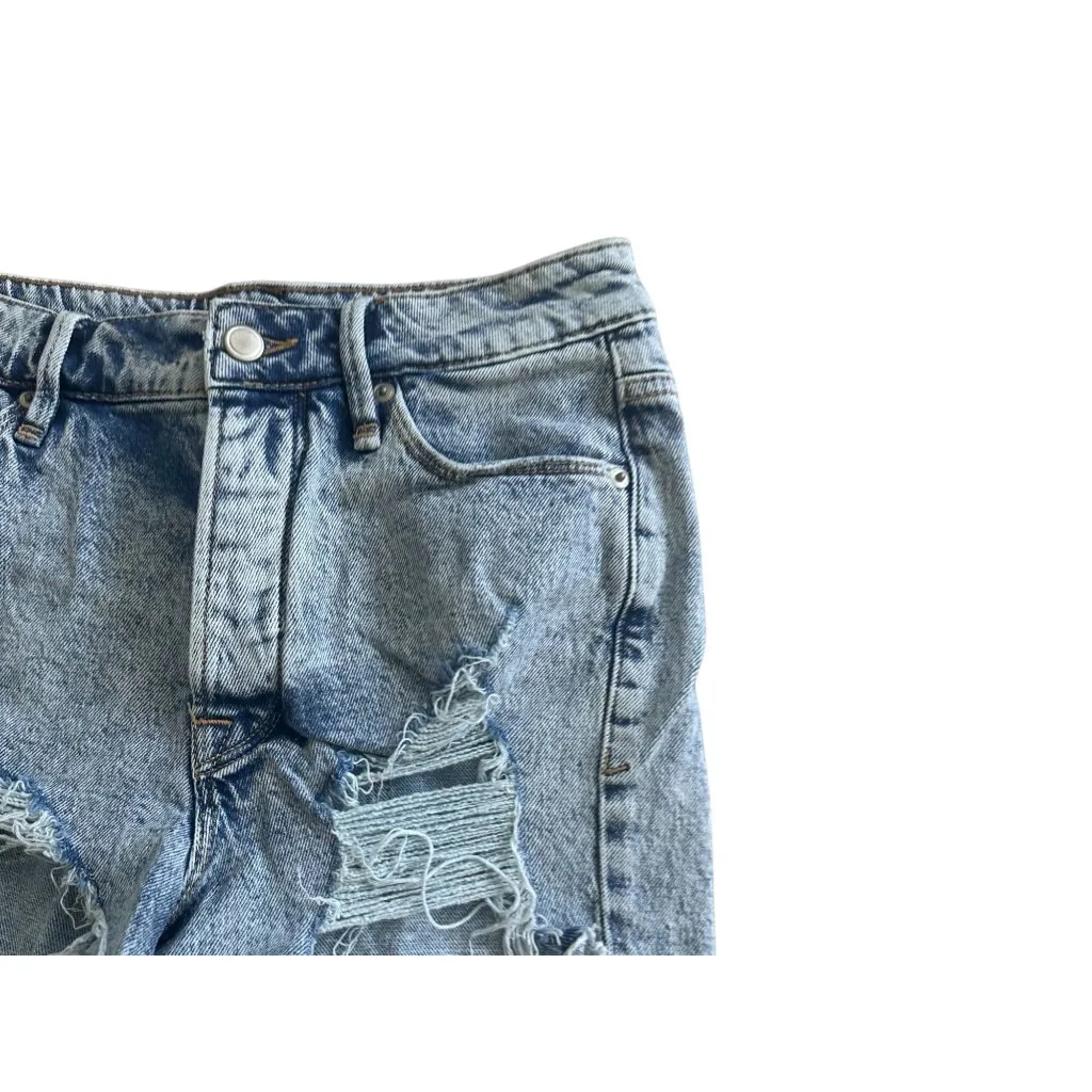GOOD AMERICAN Light Wash Distressed Denim Cutoff Shorts Size US 4 / 27 - Image 5