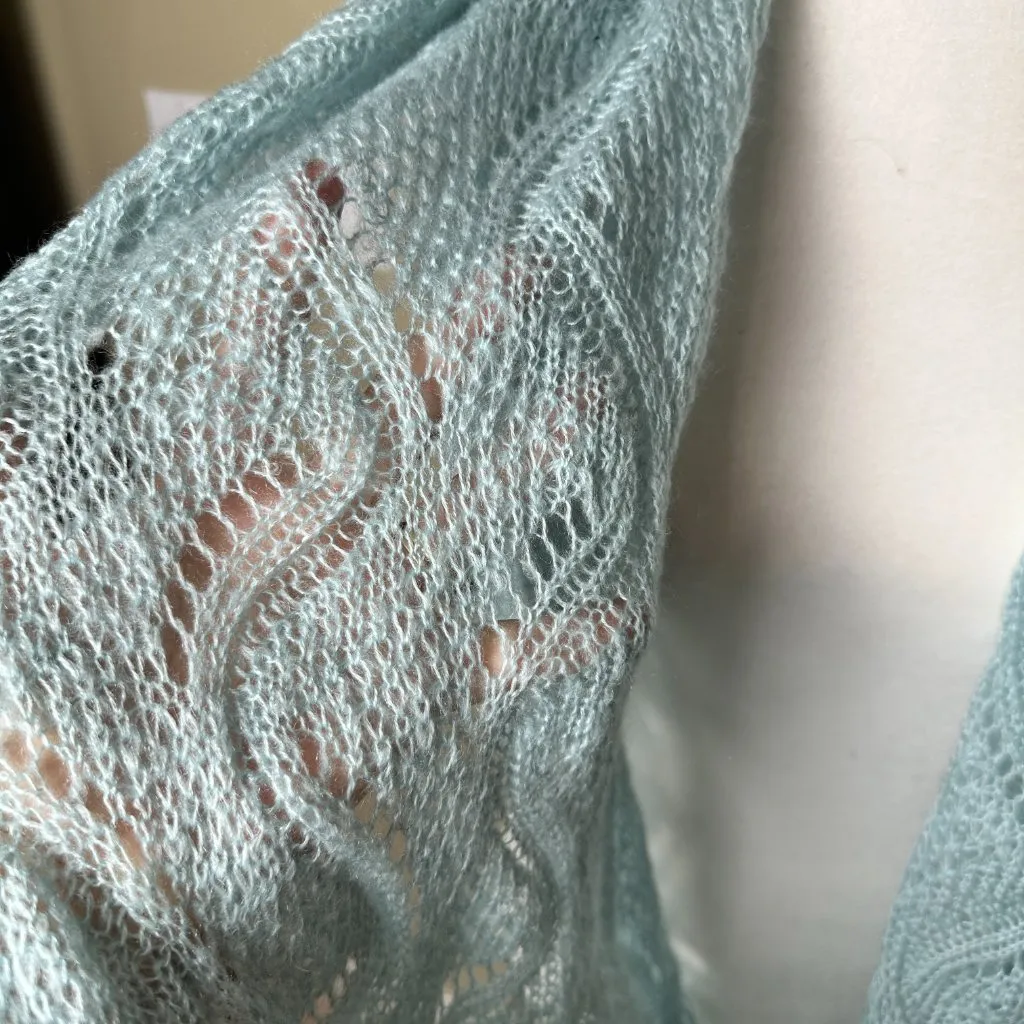 Nordstrom BP Super Soft Infinity Scarf with Open Knit Detail Soft Green Blue - Image 6