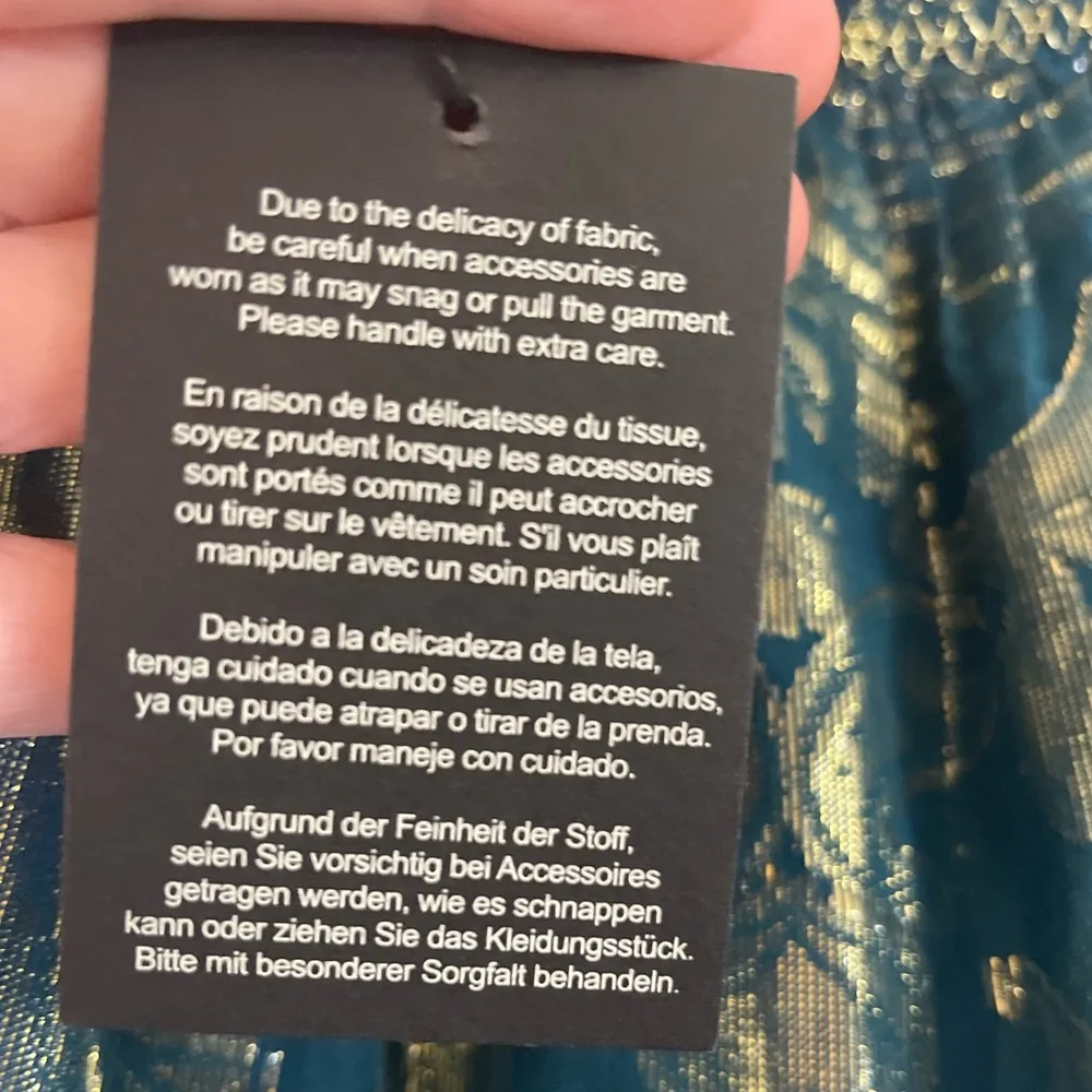 NWT Rachel Zoe silk romper blue and gold metallic Size M - Image 14