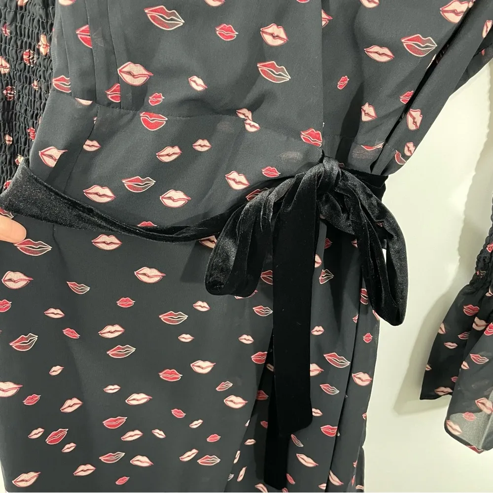 Hutch NEW  x ModCloth Truth From My Red Lips Black  Midi Dress Size LARGE - Image 7