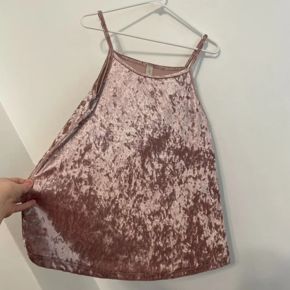 ALLISON JOY EVEREVE Cori Velvet Tank Blush Light Pink Velour Sleeveless Preppy M - Image 8