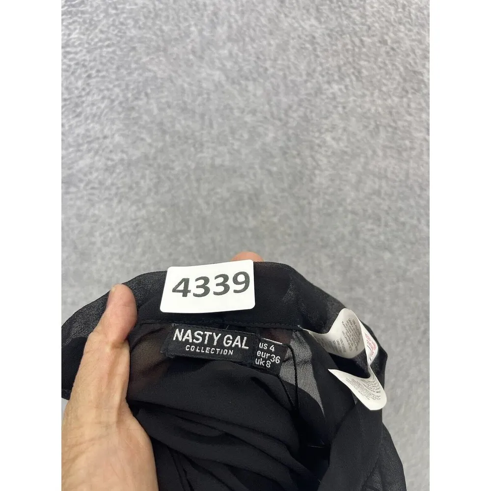 Nasty Gal Women's Wrap Beach Sarong Skirt Solid Black Mesh Long Size 4 - Image 6