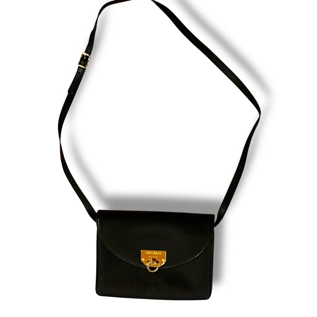 Nina Ricci Black Leather Shoulder Bag, Stylish Pre - Image 2