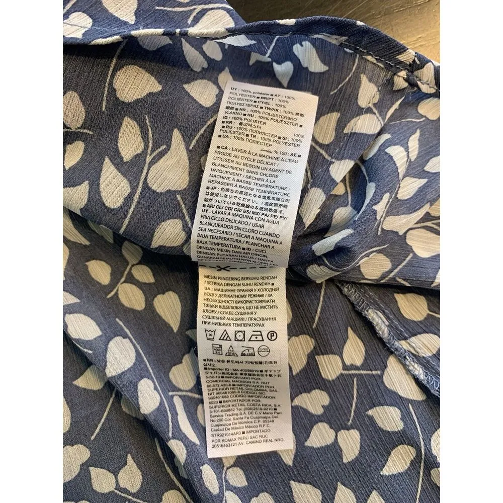 Gap Cottage Blouse Top Women Small Black Floral Print Ruffle Boho Semi‎ Sheer - Image 6