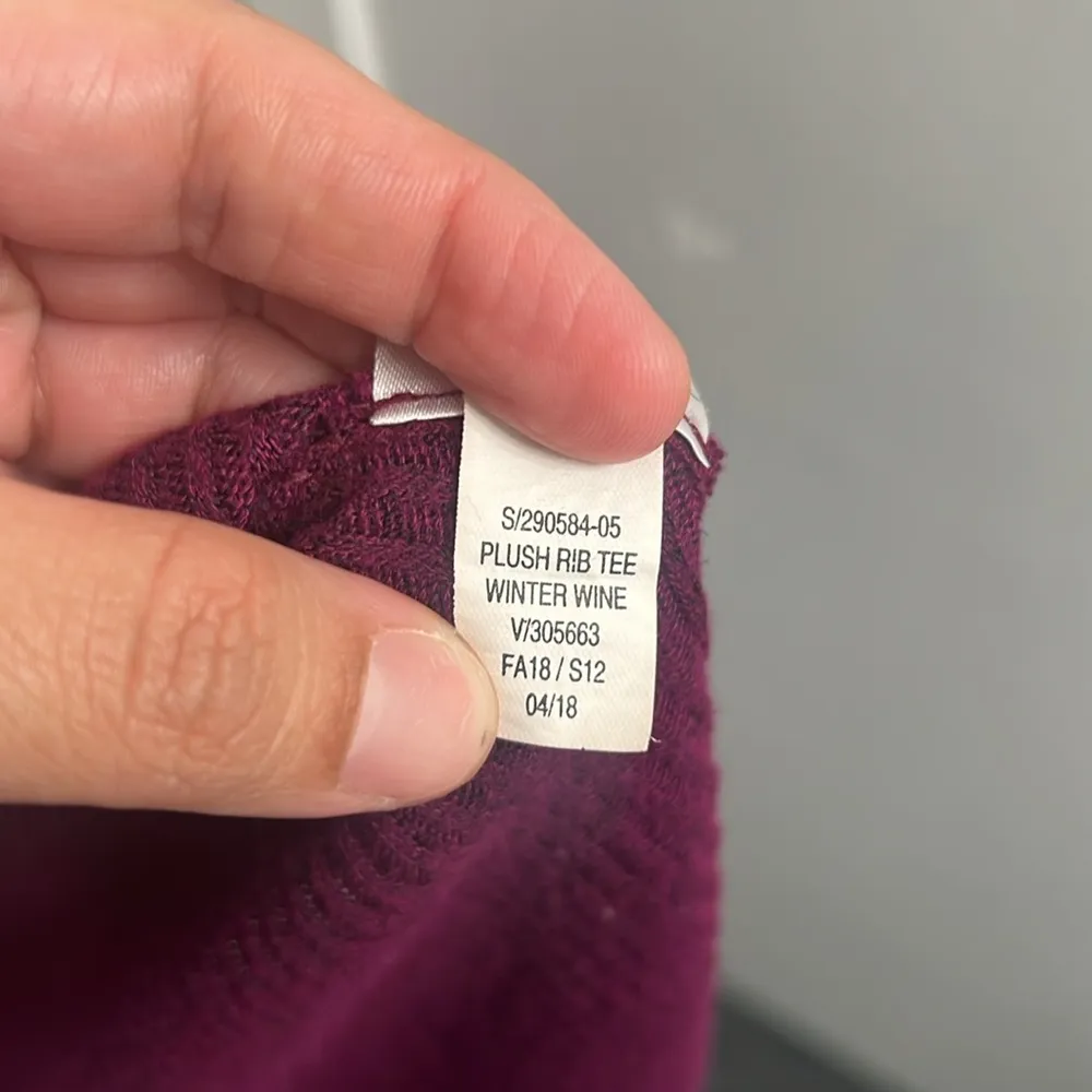 Old Navy plush ribbed tee winter wine, medium - Image 5