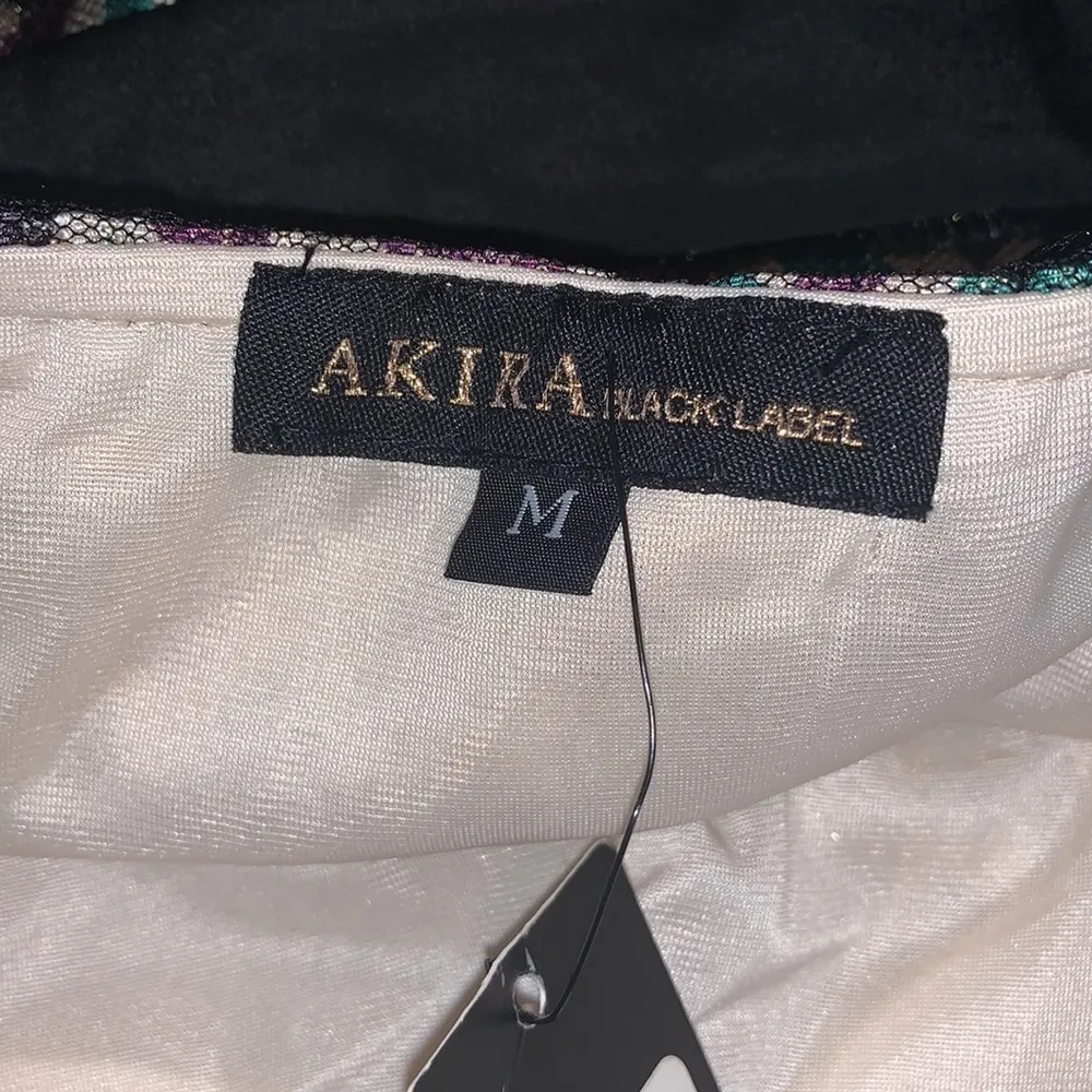 Akira Black Label‎ Purple/Green/Black Strapless Corset Mini Dress NWT Sz M - Image 7